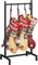 Christmas Stocking Holder, Free Standing Stocking Rack with 4 Removable Hooks, Small Stocking Stand, Heavy Duty Metal Tubes with Stable Base and Adjustable Feet, Black